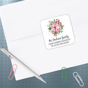 20 Adesivos de Endereço de Retorno de Poinsettia R