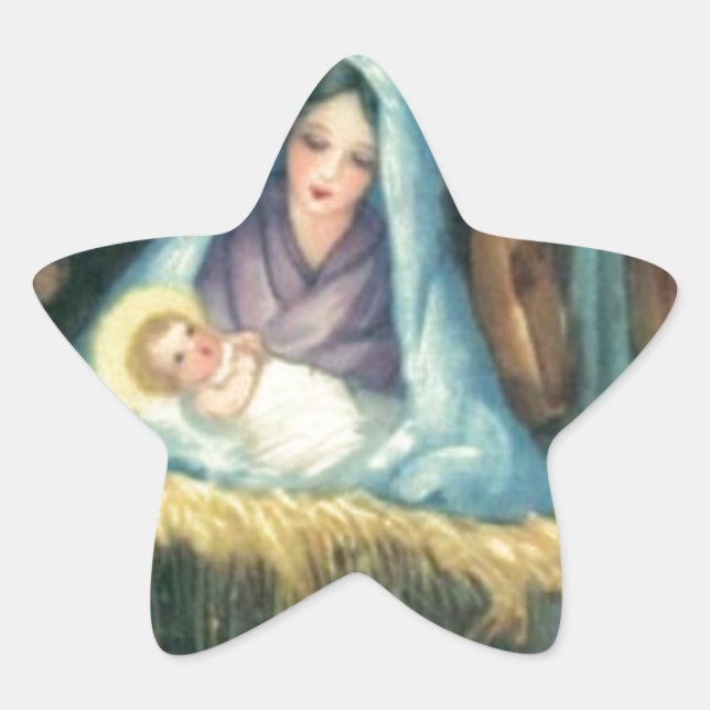 20 Adesivos Estrela Maria e Jesus (Frente)