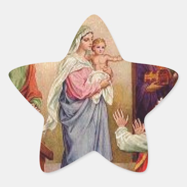 20 Adesivos Estrela Maria e Jesus (Frente)