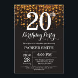 20 Aniversário Convite Dourado Glitter<br><div class="desc">Convite de Aniversário de 20 com Luzes de Cordas Douradas com Dourado Plano de Fundo Glitter. Dourado Aniversário. Aniversário Adulto. Homens ou Mulheres no Dia Convidam. 13 15 16º 18º 20 21rua 30 40º 50º 60º 80 de 70 100º, qualquer idade. Para mais personalização, clique no botão "Personalizar" e use...</div>
