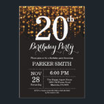 20 Aniversário Convite Dourado Glitter<br><div class="desc">Convite de Aniversário de 20 com Luzes de Cordas Douradas com Dourado Plano de Fundo Glitter. Dourado Aniversário. Aniversário Adulto. Homens ou Mulheres no Dia Convidam. 13 15 16º 18º 20 21rua 30 40º 50º 60º 80 de 70 100º, qualquer idade. Para mais personalização, clique no botão "Personalizar" e use...</div>