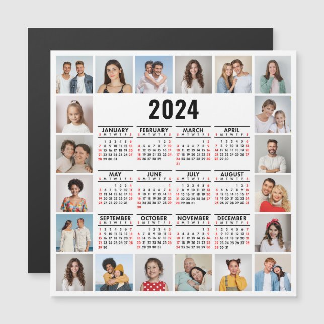 20 Colagem De Fotos 2024 Anos No Calendário Geral (Frente/Verso)