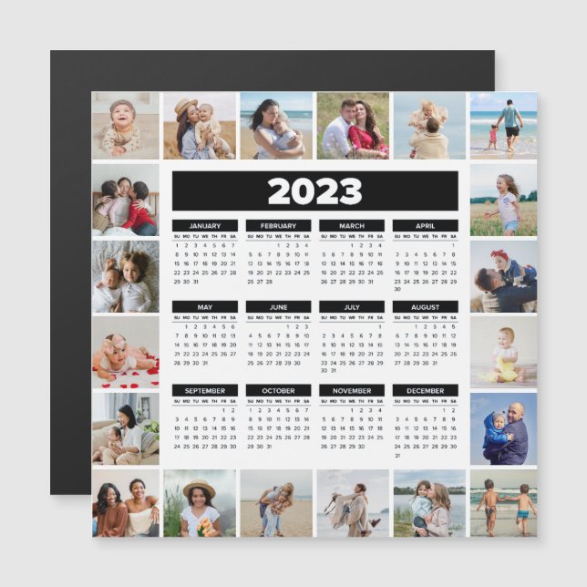 20 Colagem de Fotos Preto e Branco 2023 Calendário (Frente/Verso)