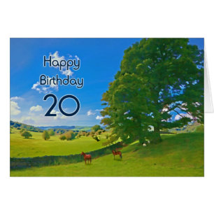 20 de pintura de paisagem pastoral cartão de aniv