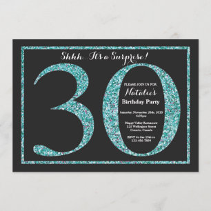 20 de Surpresa - Glitter Teal de Convite de Aniver