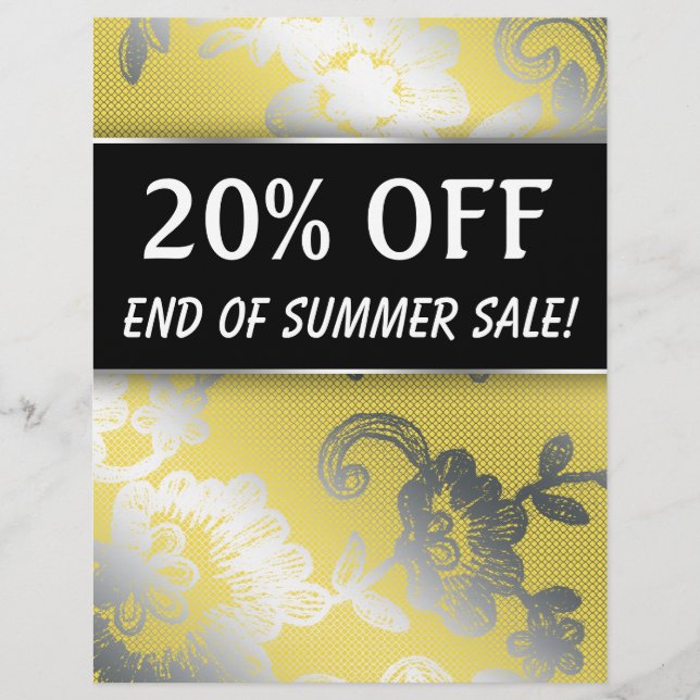 20 OFF Sale Flyer Silver Yellow Lace (Frente)