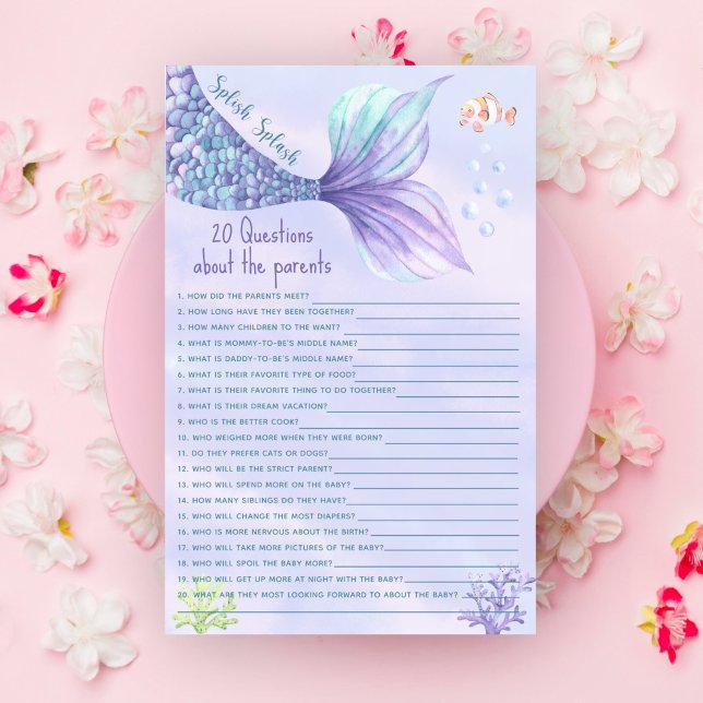 20 Perguntas sobre os Pais Chuvinha de bebê sereia (Criador carregado)