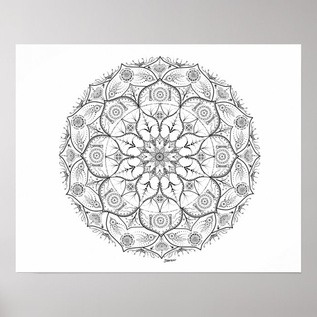 20" x 16", Mandala Dot Work Poster (Matte) (Frente)