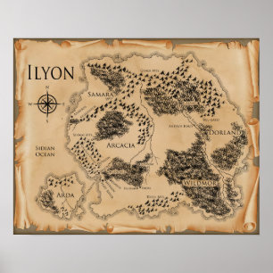 20" x 16" poster do mapa de Ilyon (Matte)