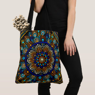 210 - Blue and Dourado Mandala - Tote Bag