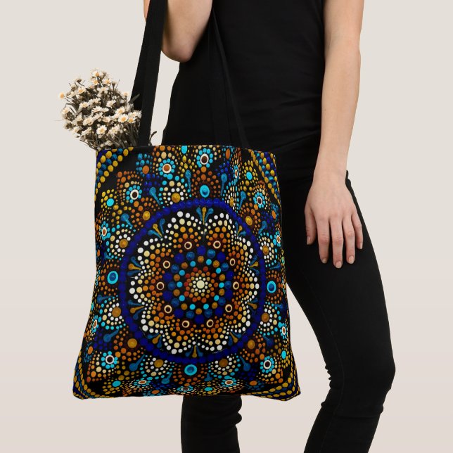 210 - Blue and Dourado Mandala - Tote Bag (Close Up)