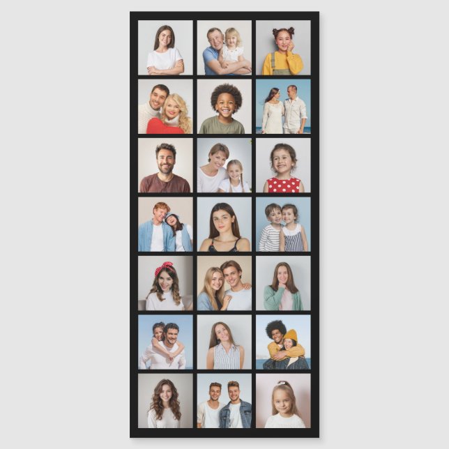 21 Colagem de Fotos Editável Cartão Magnético Fino (Frente)