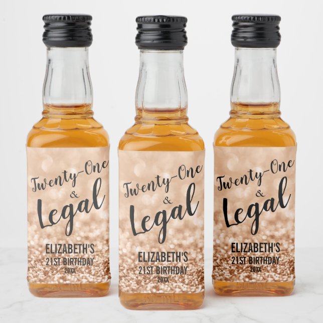 21 e Mini Personalizada com Glitter Dourado do Ros (Garrafas)