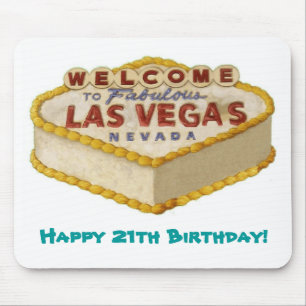 21th aniversário feliz! Bolo Mousepad de Las Vega