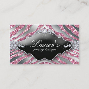 232 Jewelry Zebra Cartão de visita Sparkle Pink S