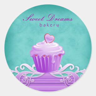 232 listras roxas azuis do cupcake das etiquetas
