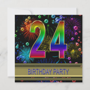 24º Convite de aniversário com bolhas