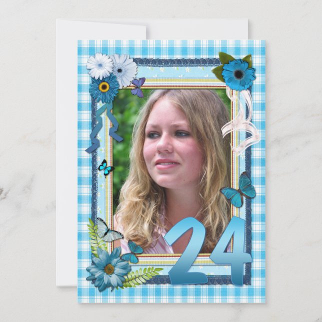 24º convite de aniversário de Fotografias (Frente)