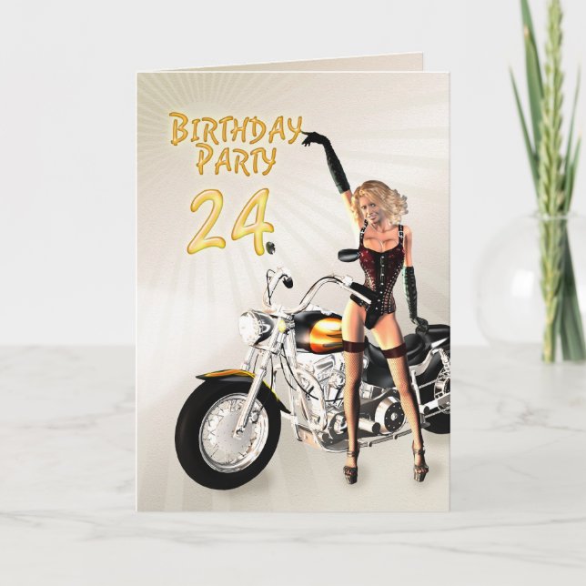 24.º Cartão de aniversário com moto (Frente)
