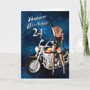 24.o Cartão de aniversário com motocicleta