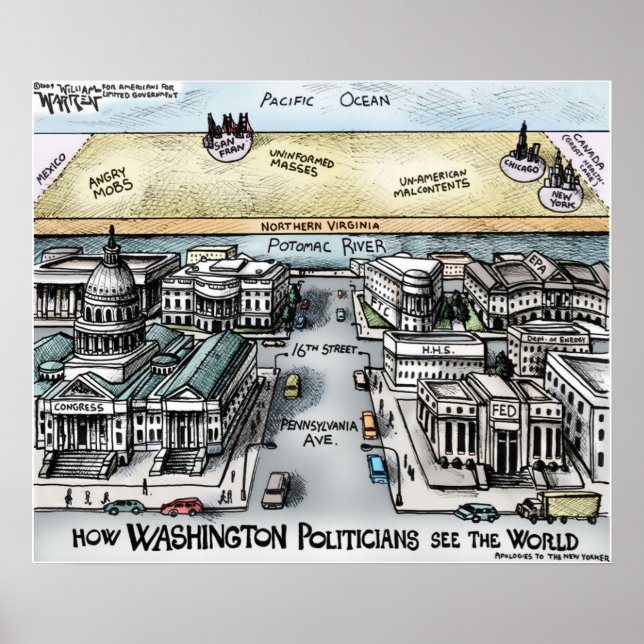 24" x 20", Poster - Vista de Washington D.C. (Frente)