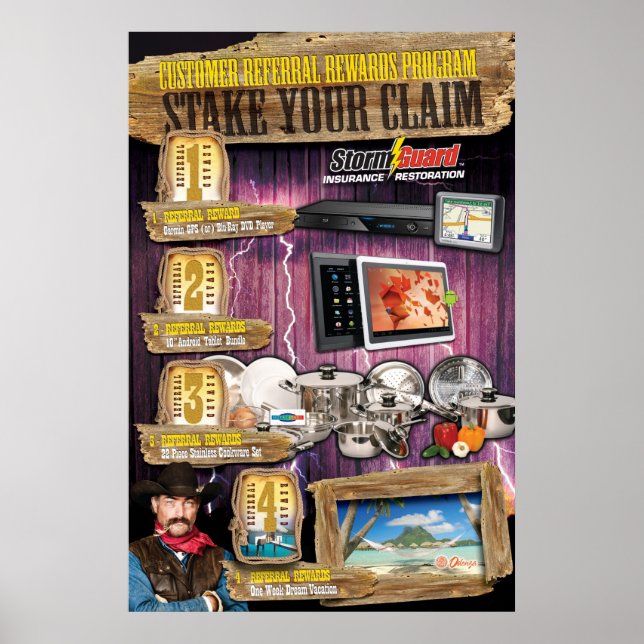 24 x 36 Stake Your Claim Referral Rewards Poster (Frente)