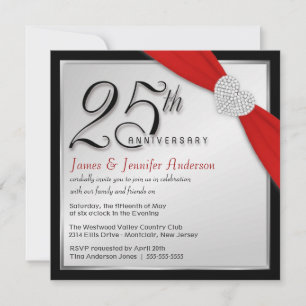 25º Aniversário de Casamento - Convites Elegantes