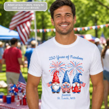 250 Anos de Camiseta Patriótica de Gnomos Masculin