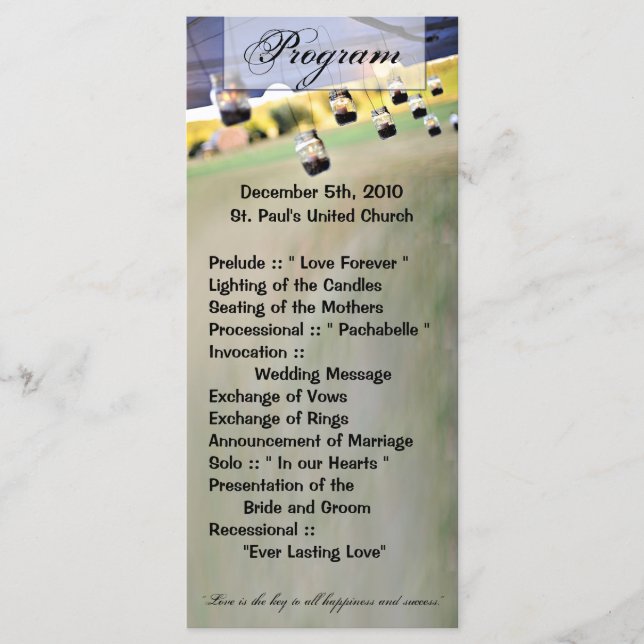 25 4x9 Programa Casamento Mason Jar Candle Holders (Frente)