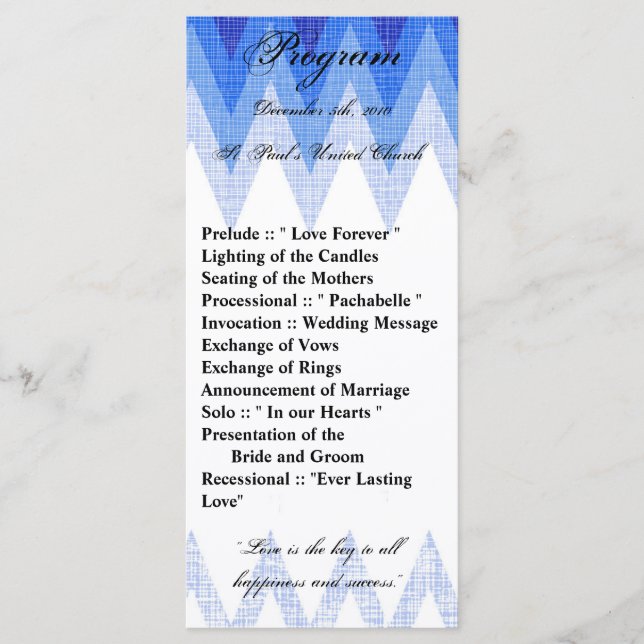25 4x9 Programa Casamento Ombre Blue Chevron (Frente)