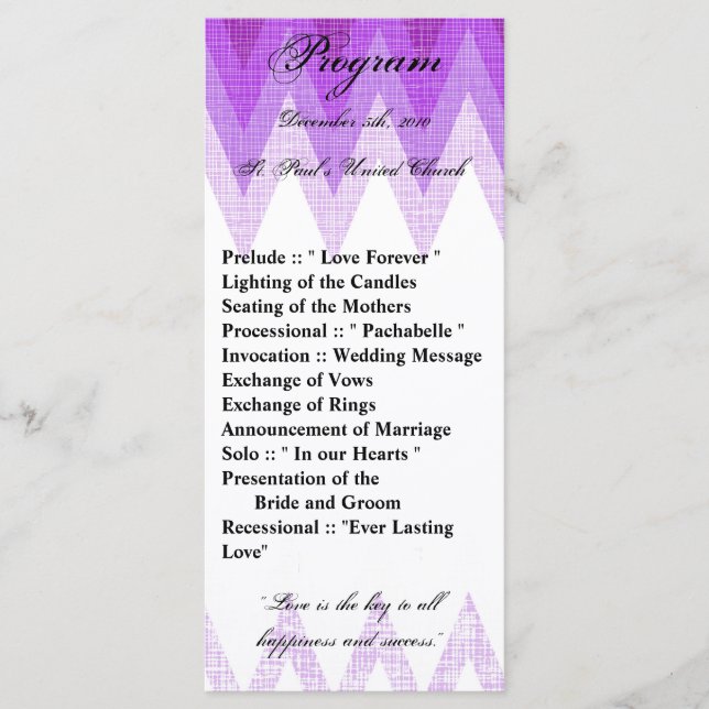 25 4x9 Programa Casamento Ombre Purple Chevron (Frente)
