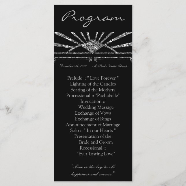 25 4x9 Programa de Casamento Art Deco Roaring 20s  (Frente)