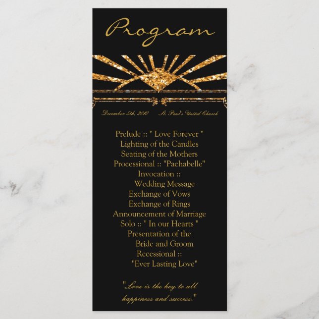 25 4x9 Programa de Casamento Art Deco Roaring 20s  (Frente)