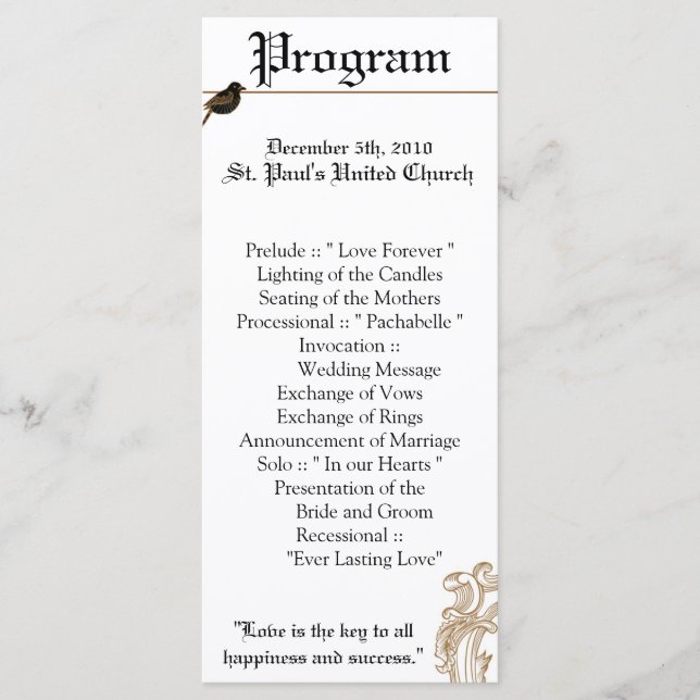 25 4x9 Programa de Casamento Aves de Amor Formal P (Frente)