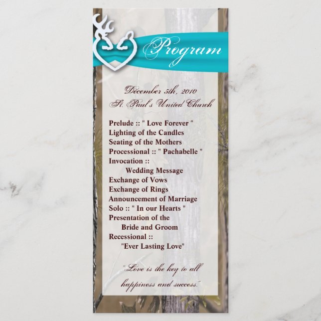 25 4x9 Programa de Casamento Caçando Deer Doe Buck (Frente)