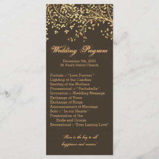 25 4x9 Programa de Casamento Folhas de Folha de Ou