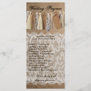 25 4x9 Programa de Casamento Kraft Paper Bag Lace