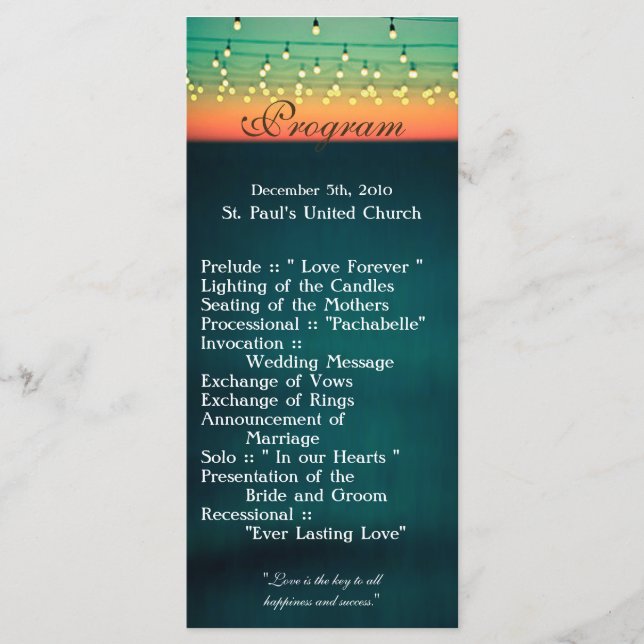 25 4x9 Programa de Casamento Luzes de Cordas Solta (Frente)