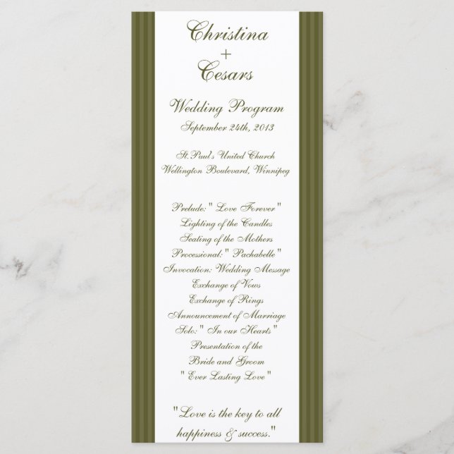 25 4x9 Programa de Casamento Martini Olives Greve  (Frente)