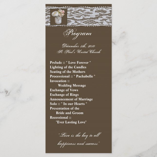 25 4x9 Programa de Casamento Mason Jars com Rosas (Frente)