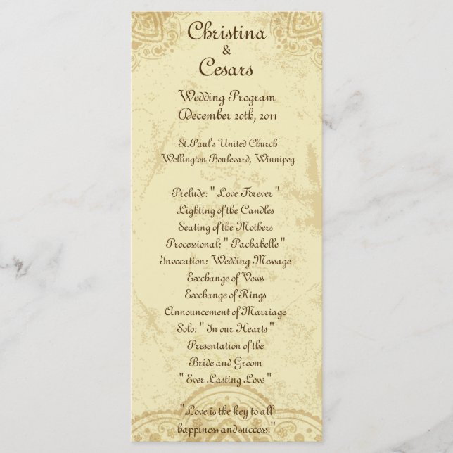 25 4x9 Programa de Casamento Partido marroquino (Frente)