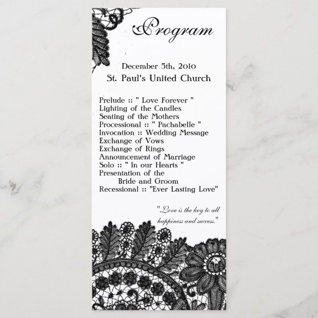 25 4x9 Programa de Casamento Vintage Lace Applique (Frente)