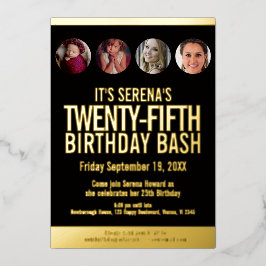 25 Aniversário - Círculos de fotos em preto e ouro