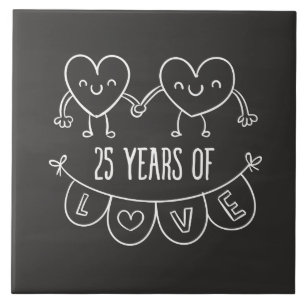 25 Anniversário Gift Chalk Hearts