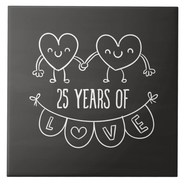 25 Anniversário Gift Chalk Hearts (Frente)