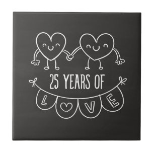25 Anniversário Gift Chalk Hearts