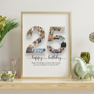 25 Birthday Photo Collage Poster