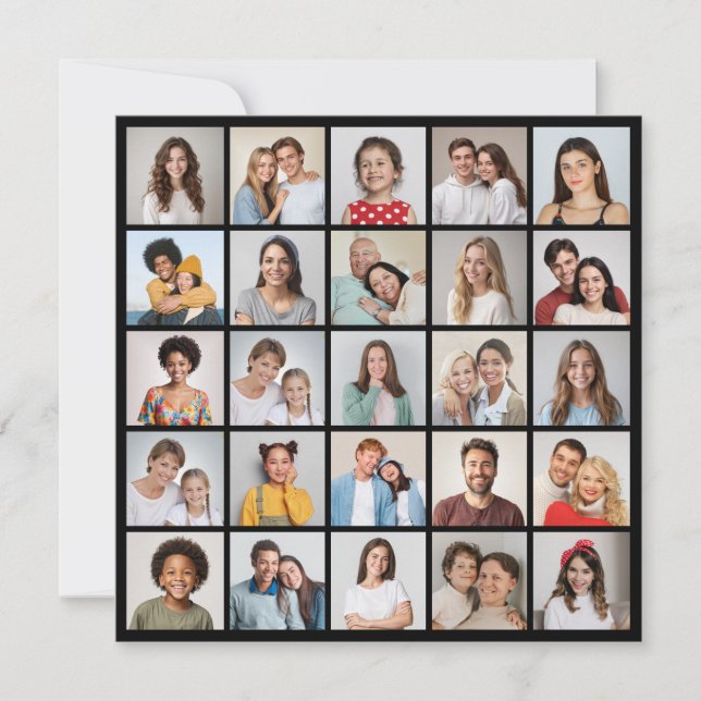 25 Cartão de Saudação Editável de Colagem de Fotos (Frente)