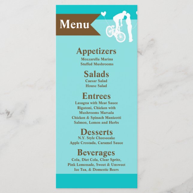 25 Cartões de Menu Adolescente Casal de Amor em Bi (Frente)