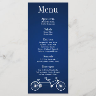 25 Cartões de menu Bicicleta dupla azul Marinho